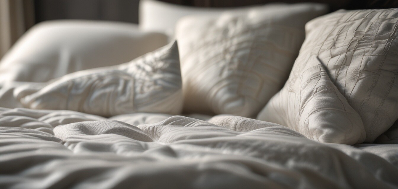 Close-up of eco-friendly bedding textiles