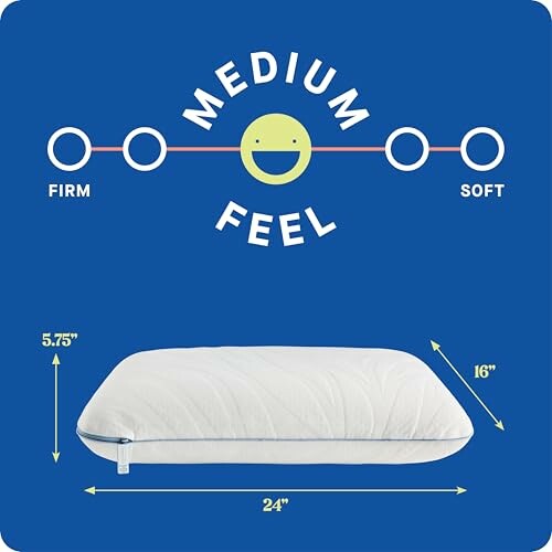 Pillow with medium feel measurement indicators.